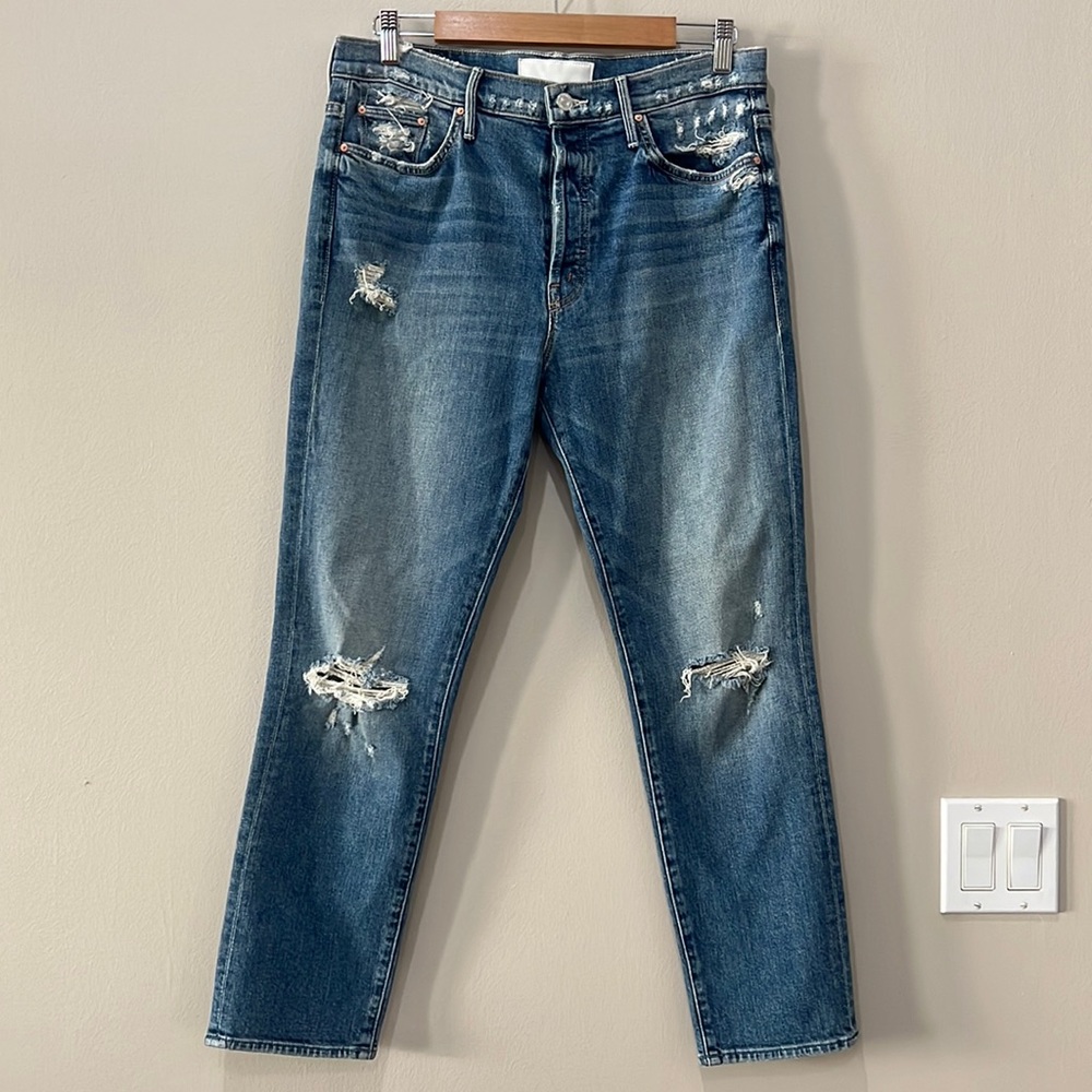 MOTHER Superior The Trickster Ankle Jean Size 30 Distressed Button Fly